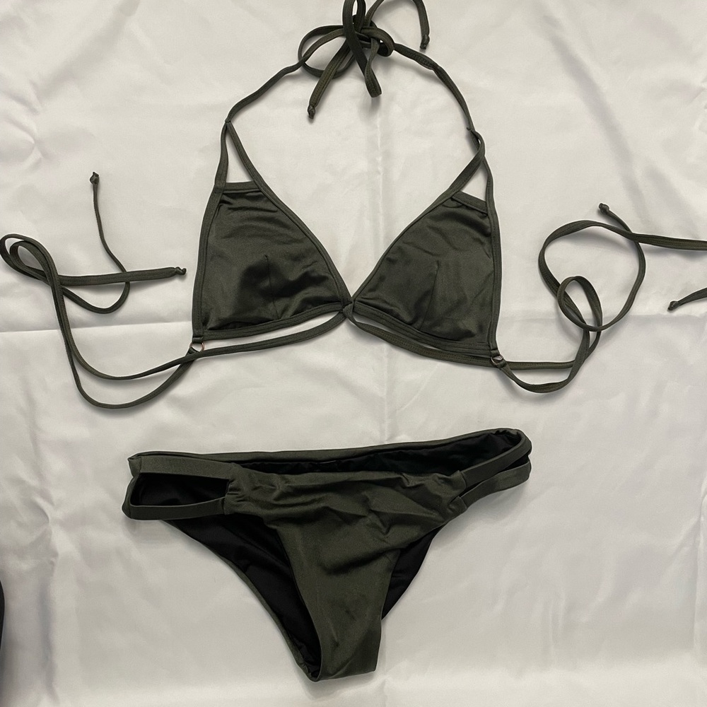 Rosalia, olive green, medium bikini